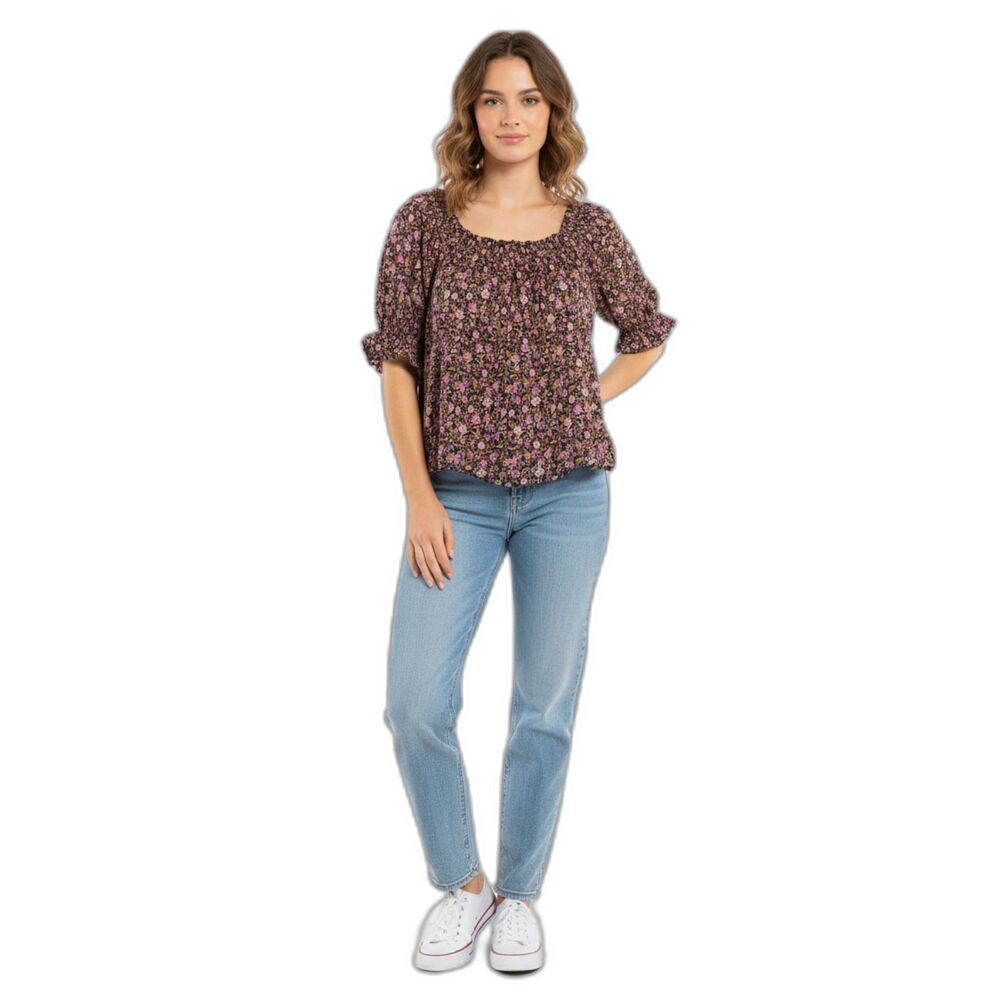 Old Navy Floral Puff-Sleeve Babydoll Blouse L